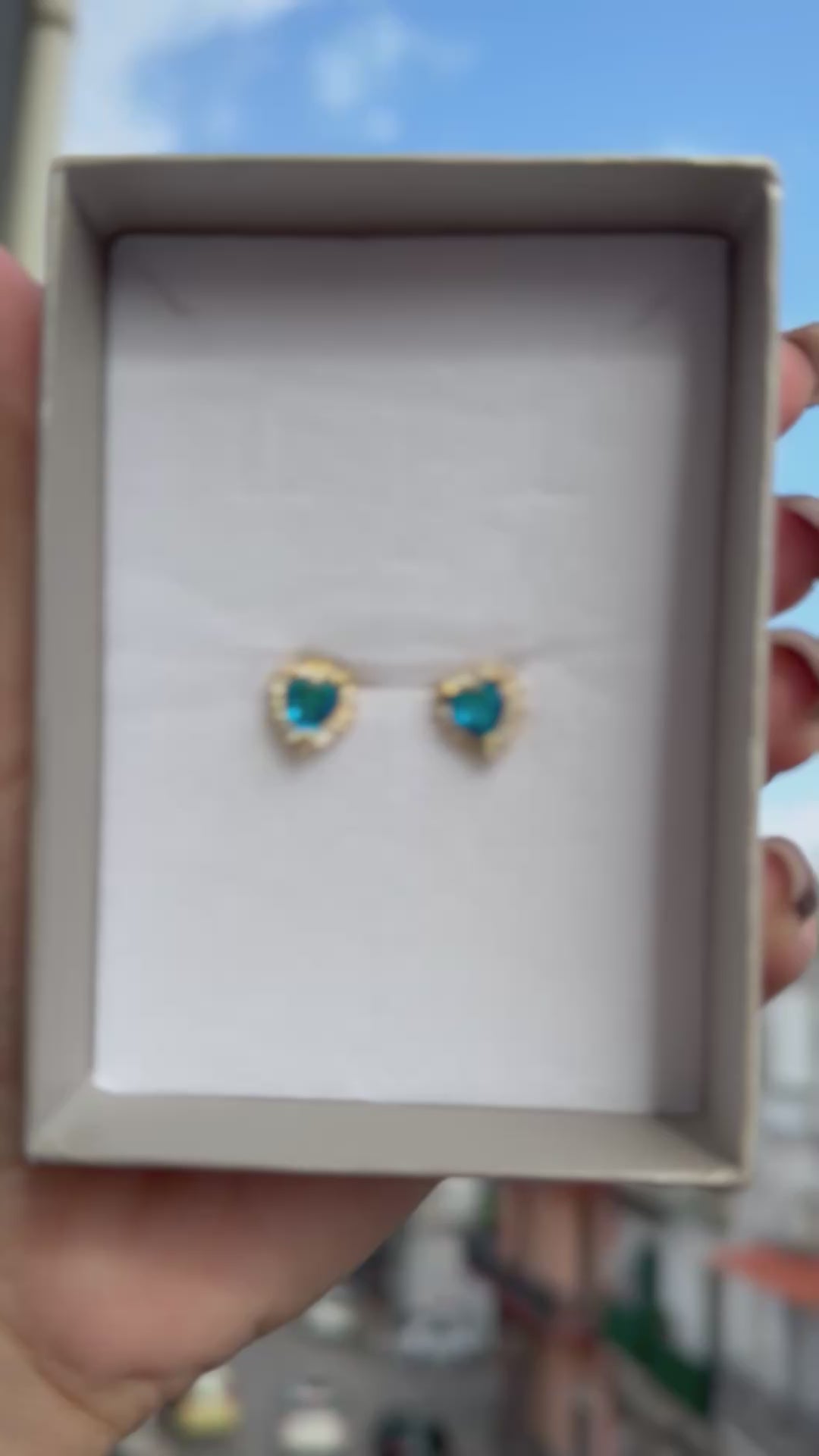 Orecchino heart azul